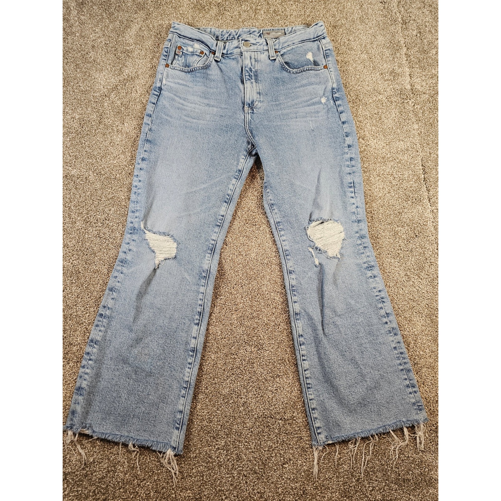 Ag Adriano Goldschmied Kinsley High Rise Pop Straight Distressed Jeans Size 30